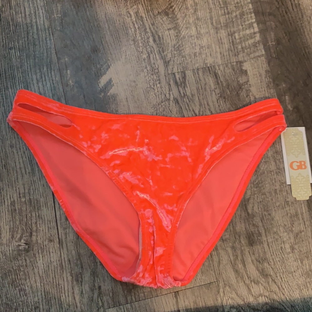 Pink velvet swim bottoms with cut outs